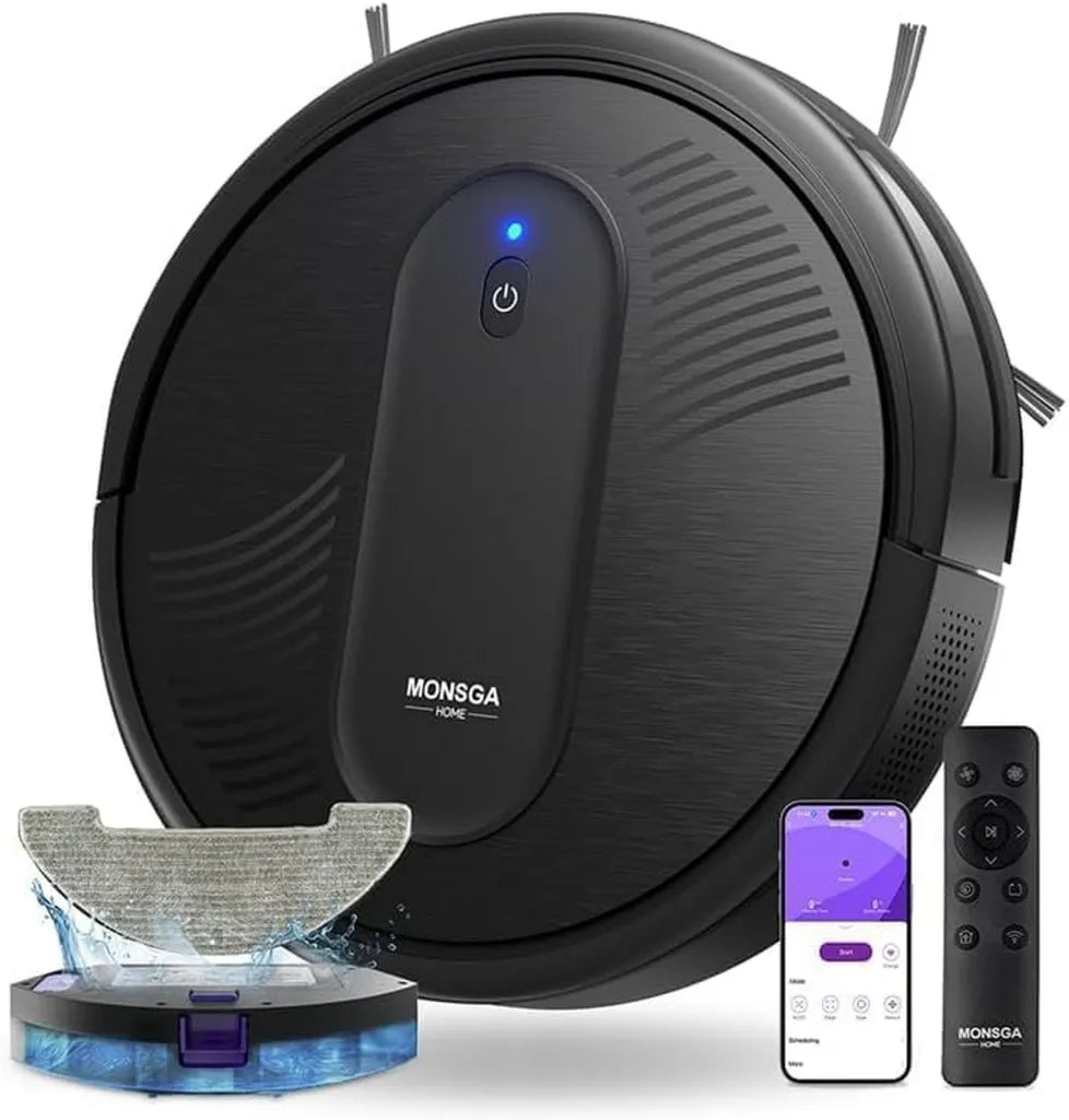 Saugroboter mit 4000PA Wischfunktion, 3-in-1 Reinigungsroboter, 140 Min. Laufzeit, Automatische Teppichverstärkung, App-Steuerung