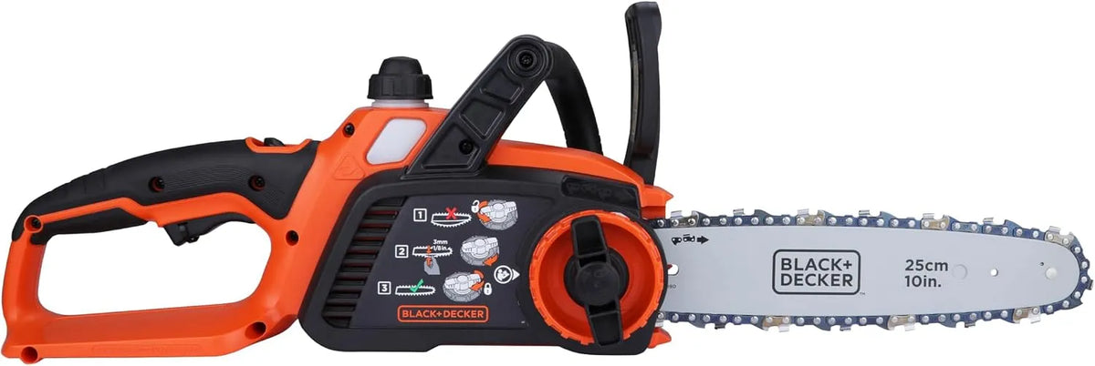 BLACK+DECKER 18V GKC1825L20-QW Kettensäge – Akku-Betrieb, aus Holz, 25 cm, für Holzbearbeitung, schwarz