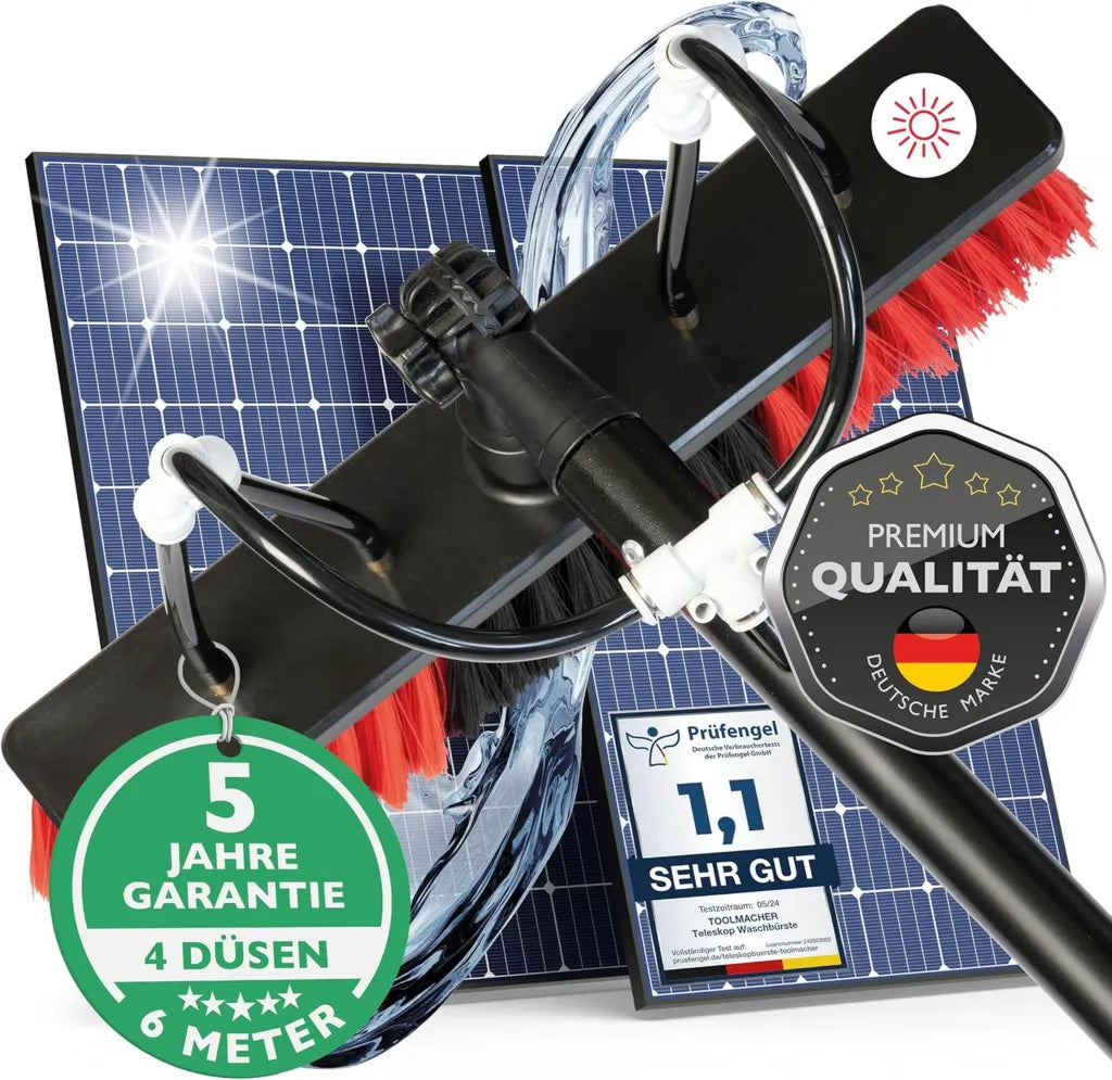 Teleskop Waschbürste 6m für Fenster und Terrassendach - Photovoltaik Reinigung - Inkl. 5 Jahre Garantie