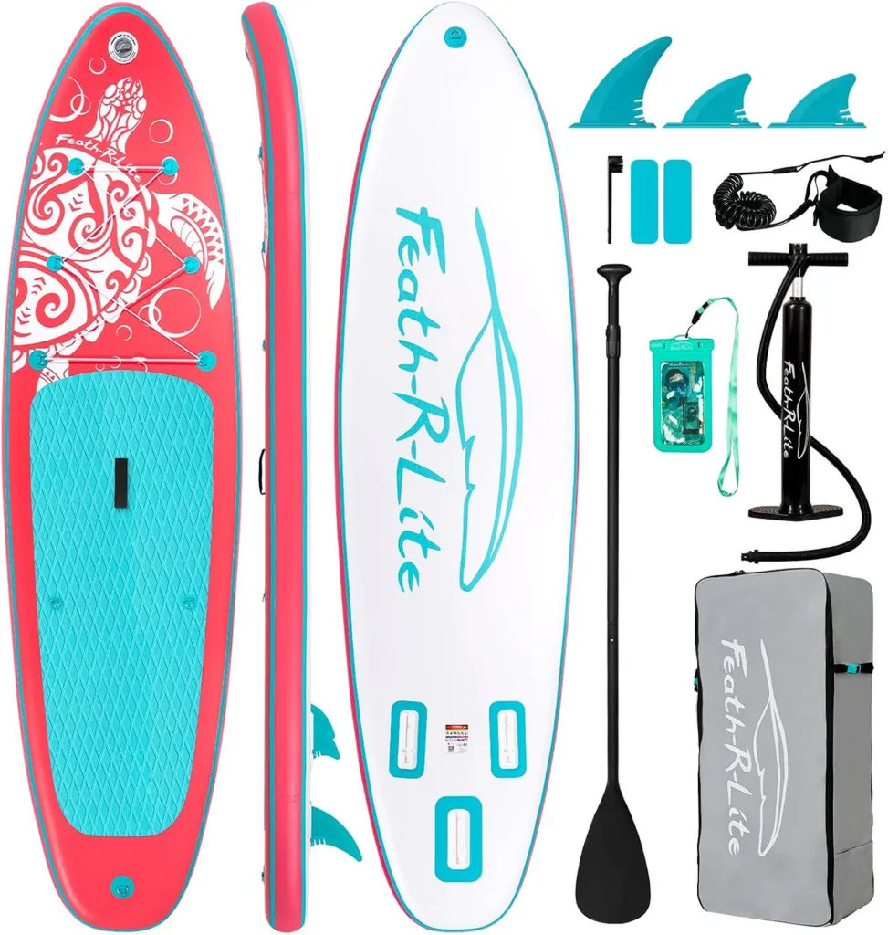 FEATH-R-LITE Aufblasbares SUP-Board mit Zubehör, rutschfestem Design für Erwachsene und Jugendliche