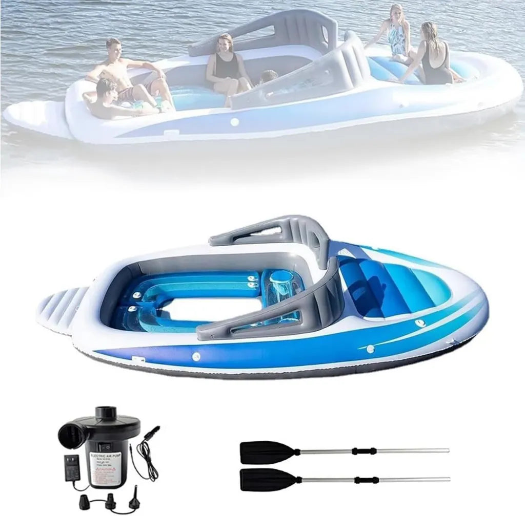 Schwimmende Insel-Luftmatratze für 6 Personen - Ideal für Camping und Partys am Wasser