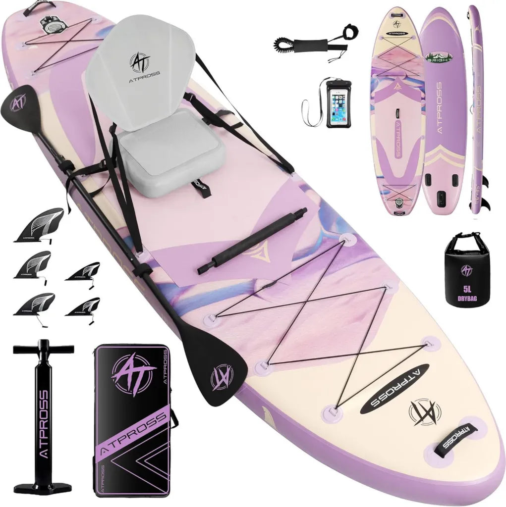 Großes SUP-Board 366x92cm für Alle Wasserarten, Stabil & Belastbar bis 240kg, Enthält Sitz & Zubehör, Ideal für Yoga, Angeln & Surfen