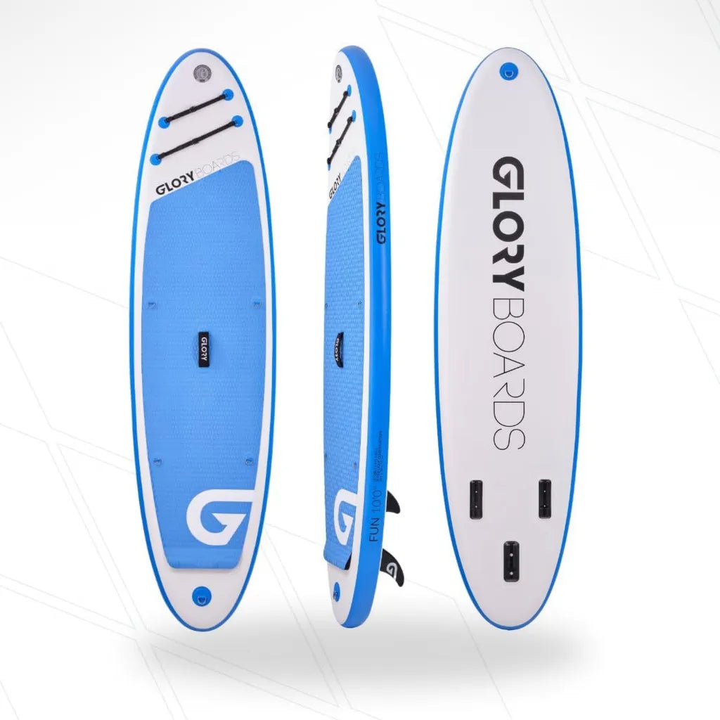 Aufblasbares SUP-Board bis 150 kg Tragkraft inkl. Carbonpaddel, Pumpe und Rucksack - Kajak-Option enthalten