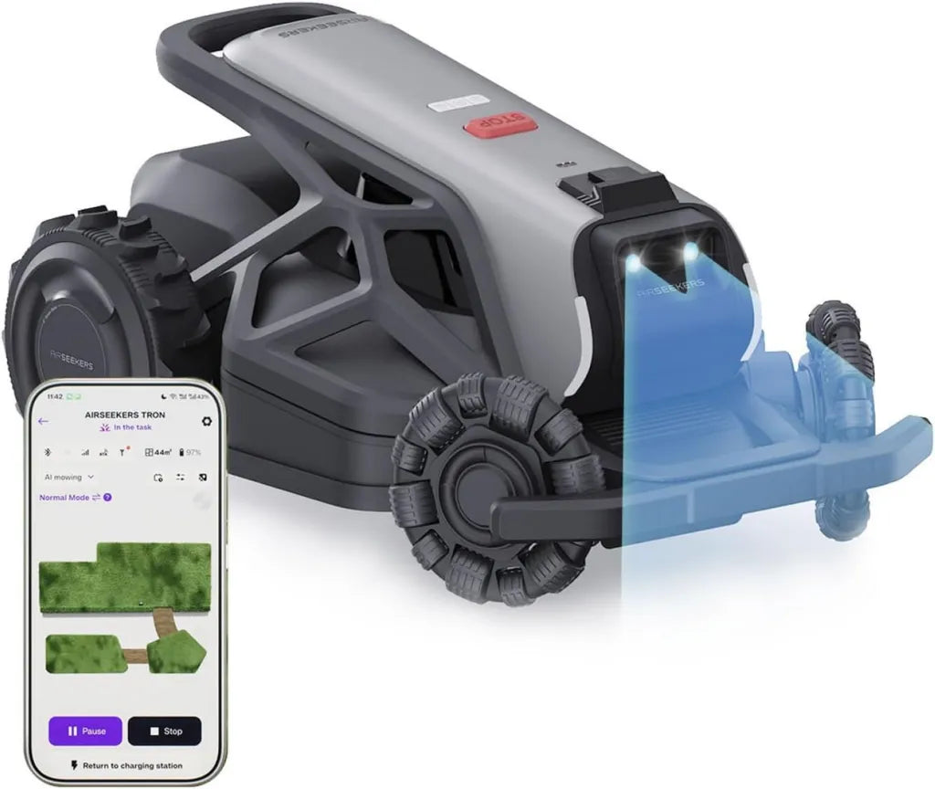 TRON SE Mähroboter mit nRTK VSLAM, 1500 m², ohne Begrenzungskabel, Auto-Mehrzonen-Kartierung, KI-Navigation, FlowCut, 65% Steigung, App-Steuerung, 10 Ah Akku