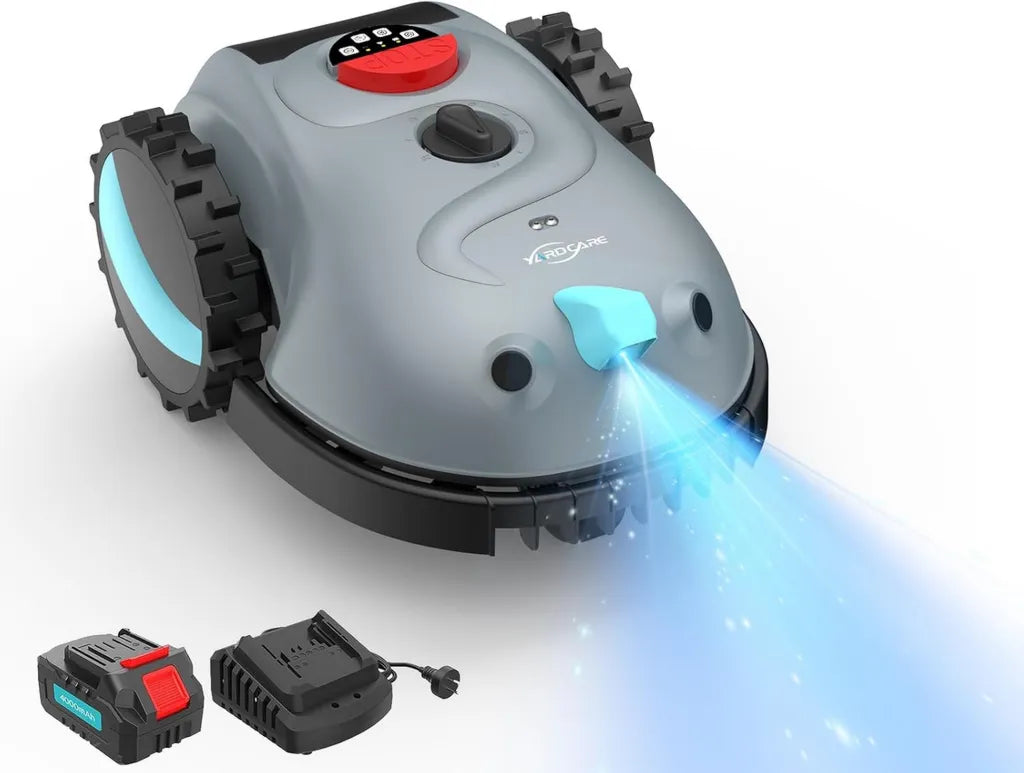 YARDCARE V100 Rasenroboter mit Vision-Navigation und 150 Hinderniserkennungen, kabelloser Mähroboter für Flächen bis 150 m², Akkubetrieb mit Graskamm und Ersatzklingen