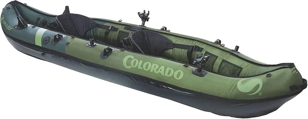 Sevylor Colorado 2-Personen Anglerkajak mit Paddel- und Rutenhalterung, verstellbaren Sitzen und Tragegriff, geeignet für Schleppmotor