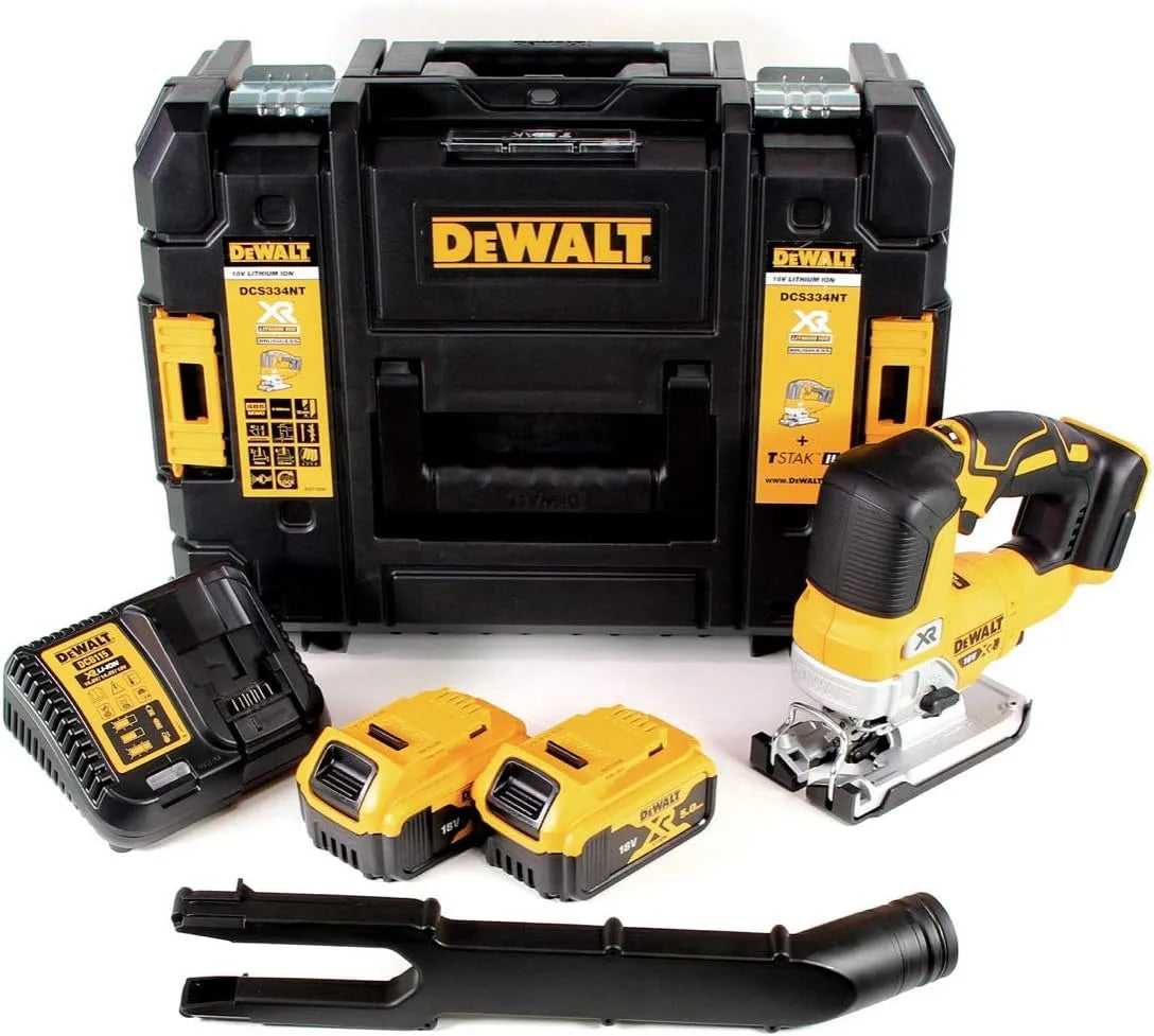 DeWalt DCS 334 DCS 334 P2 Akku Pendelhub Stichsäge für präzise Kurvenschnitte und saubere Ausschnitte im Werkstück 18V Brushless + 2x: Akku-Betrieb