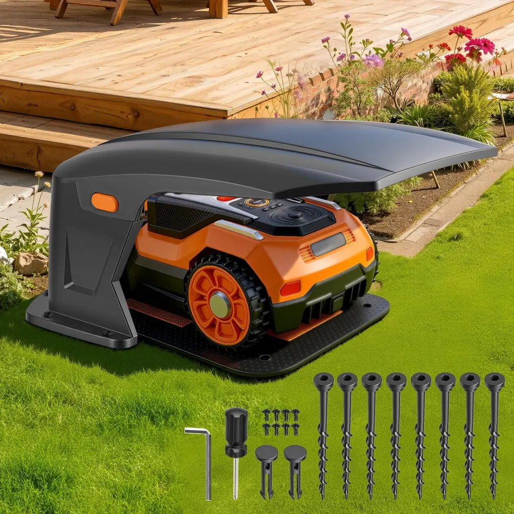Klappbare Mähroboter-Garage mit UV-Schutz und Regenschutz für Rasenroboter, kompatibel mit Ladestationen, 70,5x57x33cm