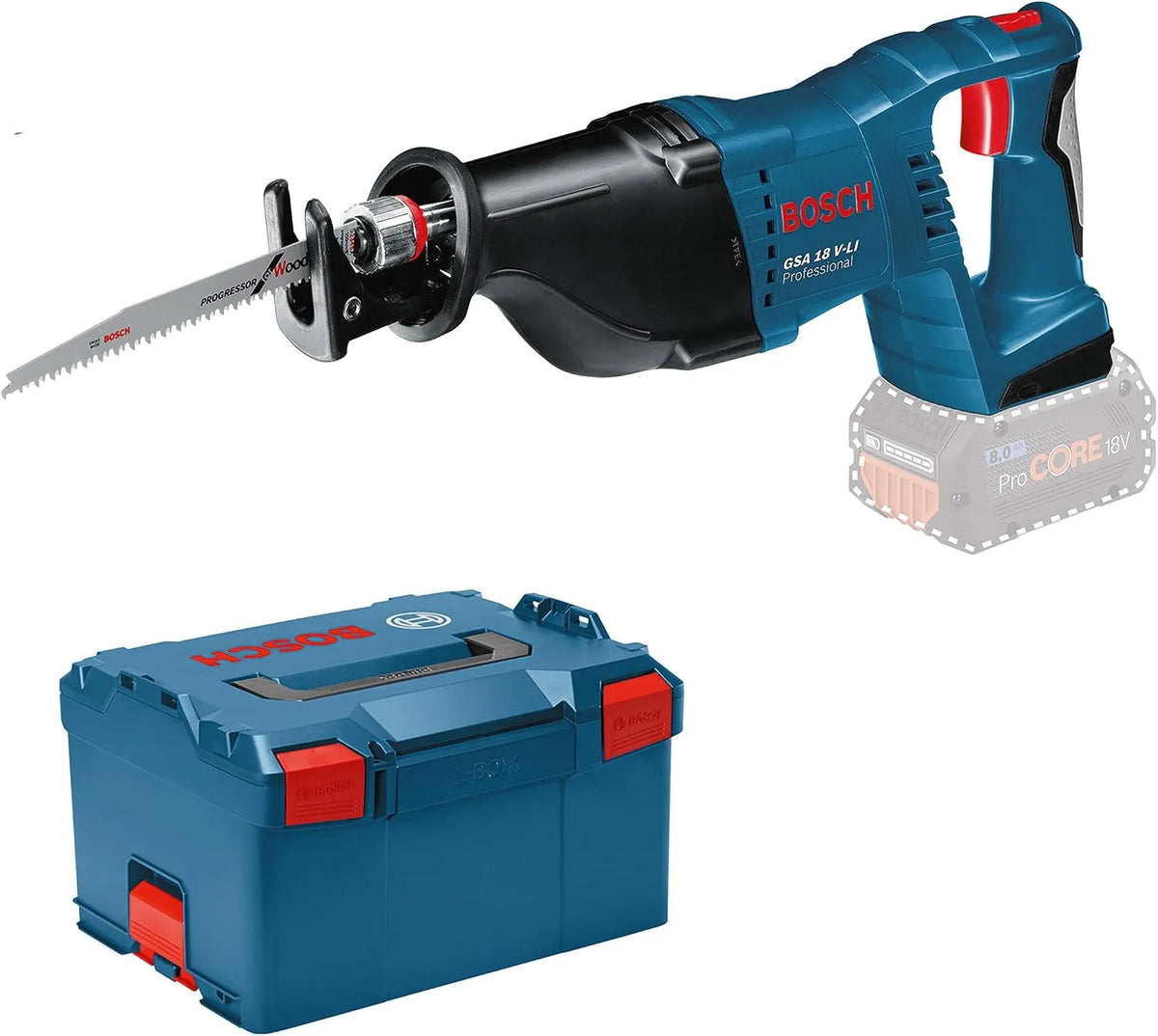 Bosch GSA 18 Säbelsäge und Universalsäge, Akku-Betrieb, aus Metall, aus Holz, für gewerblichen Einsatz, 18V, 18 V, für Holzbearbeitung