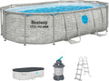 Bestway Power Steel Frame Pool Set mit Sandfilter, 488 x 305 x 107 cm, Steinoptik, oval