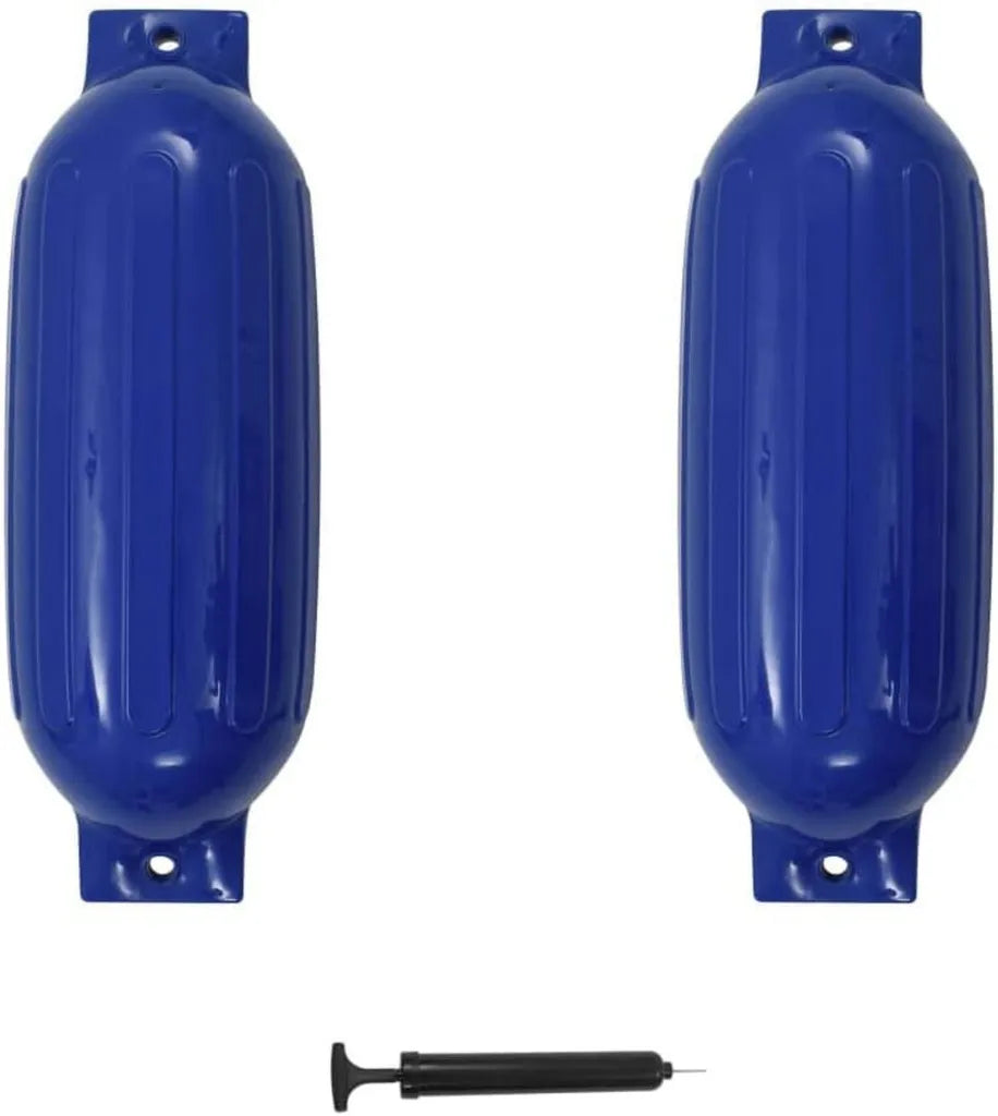 Aufblasbare Bootsfender Set, 2 Stück Blau, 69x21,5 cm mit Verstärkten Ösen für Yachten und Kajaks