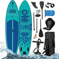 BRAST Aufblasbares SUP-Board Set 320x81x15cm | Verschiedene Modelle | 5 Jahre Garantie | Inkl. Zubehör: 2in1 Paddel, Kajaksitz, Action-Cam-Halterung, Fußschlaufe | Türkis/Dunkel