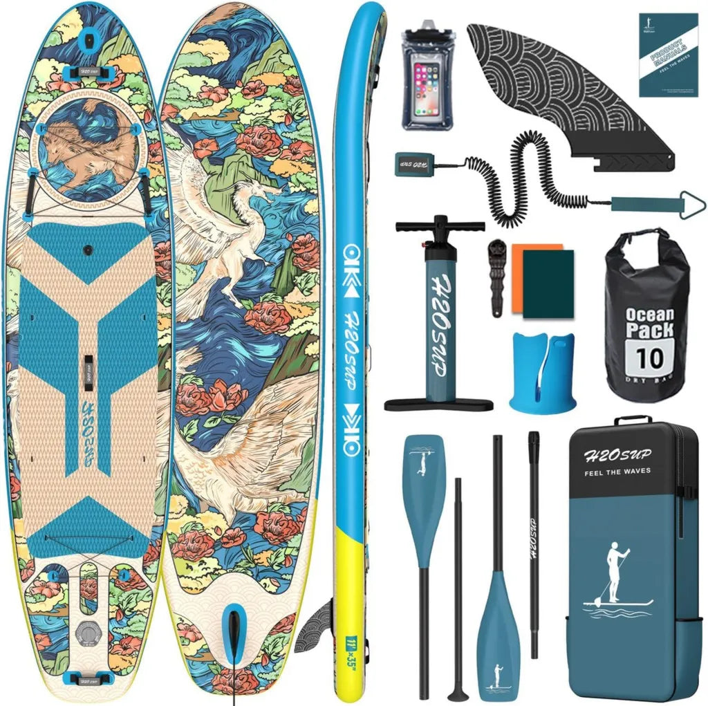 Aufblasbares SUP-Board 15 cm dick - Komplettset mit Rucksack und Zubehör