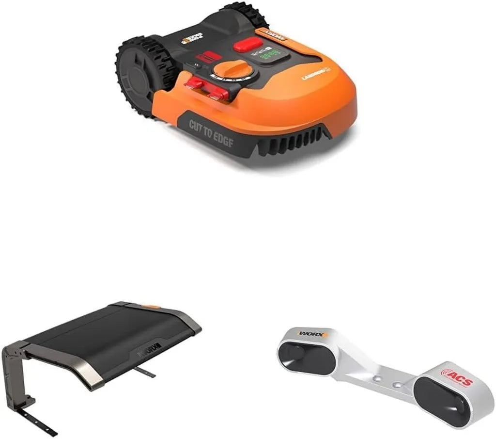 WORX WR169E Rasenmähroboter Set für bis zu 300 m² – mit Kollisionsschutz und Garage – App-gesteuert, AIA™ Navigation