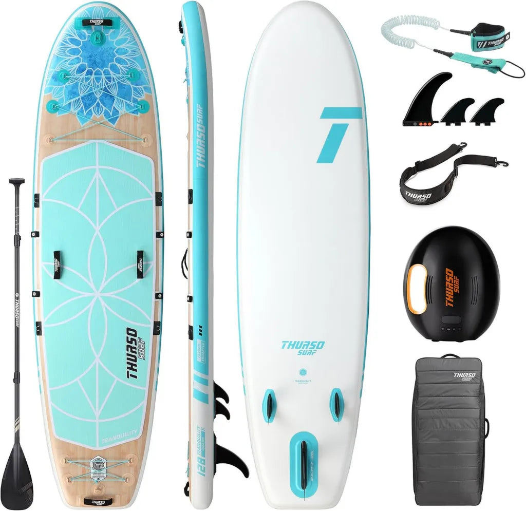 THURSO SURF Tranquility Yoga SUP Board aufblasbar 325 cm Set mit Paddel und Zubehör