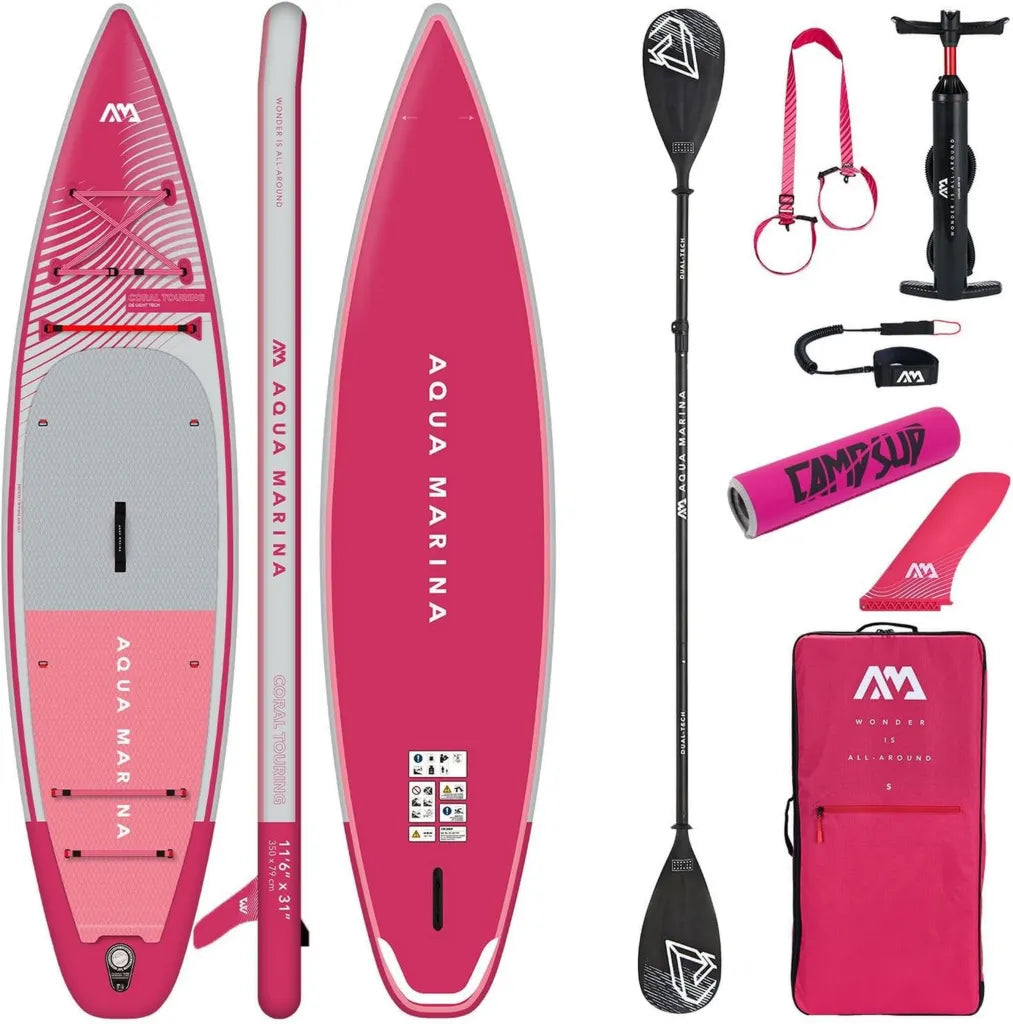 Aqua Marina Coral 11'6' Touring - Aufblasbares SUP-Board Set für Anfänger, Limited Edition in Rosa