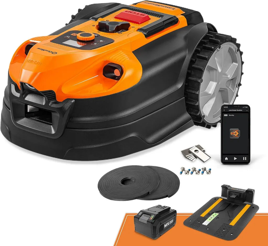 LawnMaster KI-Mähroboter für 800 m², optische Navigation, intelligente Hinderniserkennung, automatische Ladestation, virtuelle Zonen, WLAN & Bluetooth App