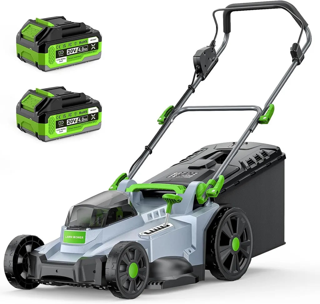 Kabelloser ETOOLAB Rasenmäher 40V, 43cm Schnittbreite, bürstenlos mit Mulchfunktion, 50L Fangkorb, 6-fach Schnitthöhenverstellung, inklusive 2x 4,0 Ah Akkus und Ladegerät