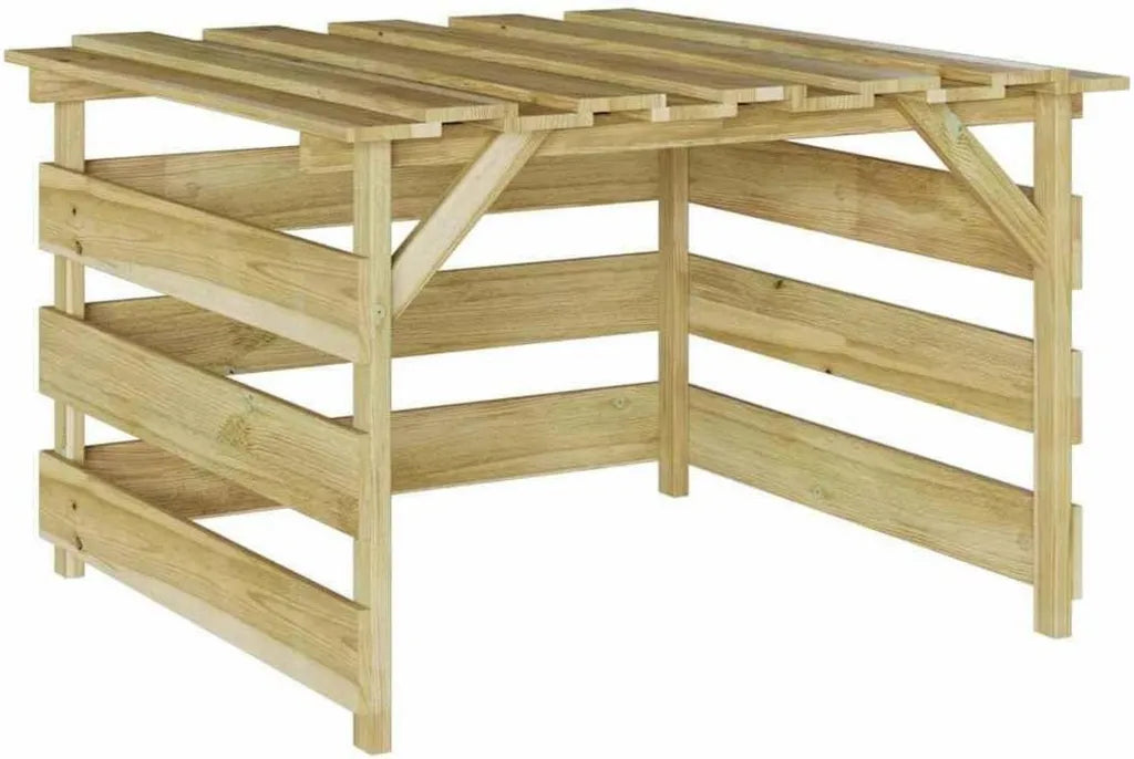 Wetterfeste Rasenmäher-Garage aus Kiefernholz für Robotermäher, Braun, 84x80x56 cm
