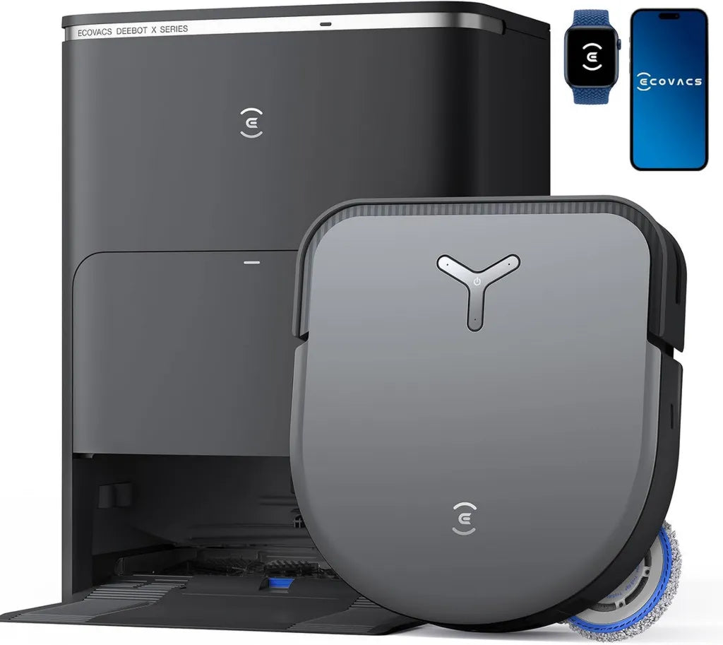 ECOVACS DEEBOT X5 Omni Staubsaugerroboter mit Wischfunktion, 12800Pa Saugleistung, Anti-Tangle-Technologie, TruEdge Kantenreinigung, 70°C Heißwasser-Mop-Reinigung, Automatisches Anheben des Mops, Selbstentleerung