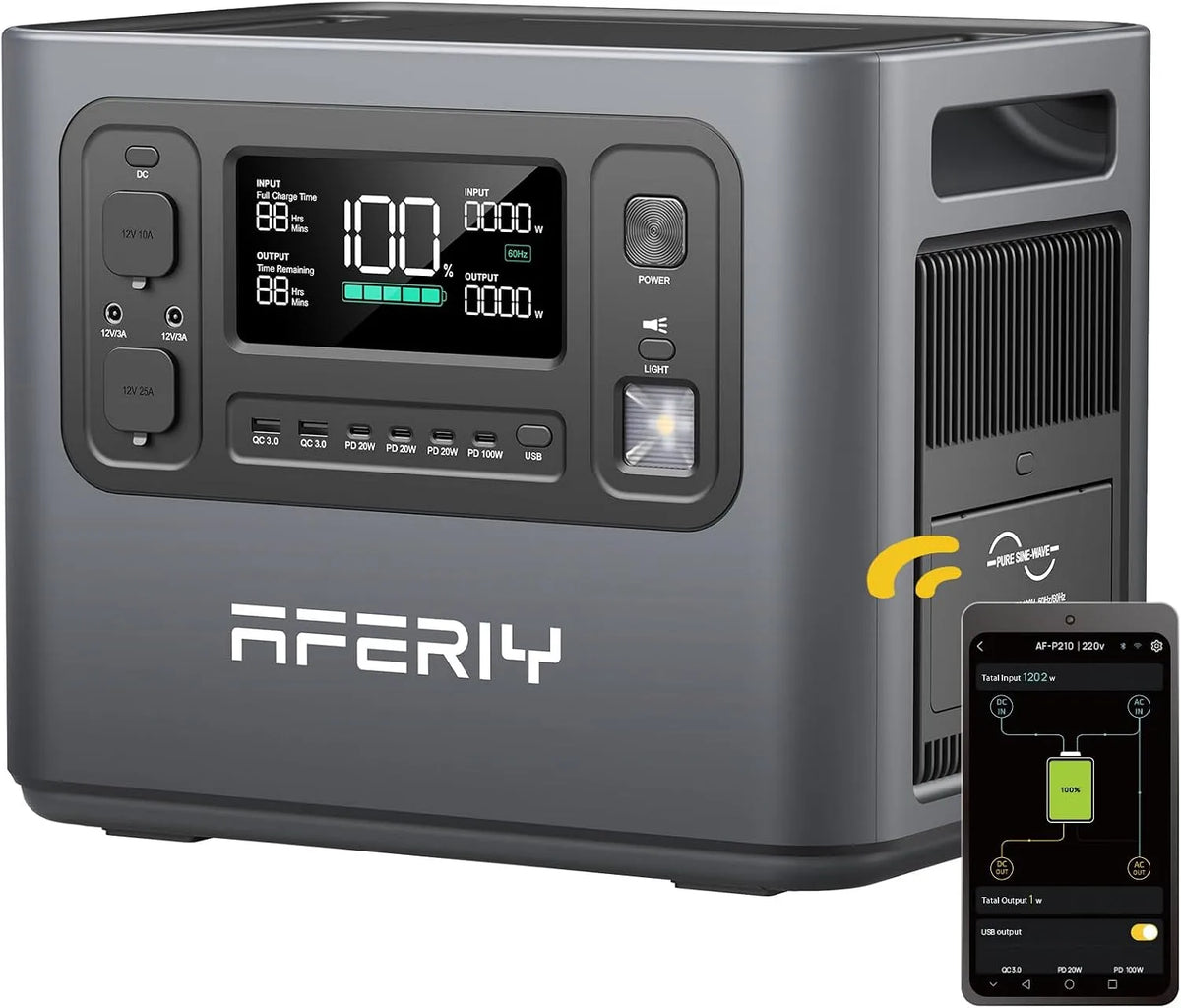 LiFePO4 Tragbare Powerstation und Solargenerator, 2048Wh, 2400W, 230V, Schnellladefunktion, für Camping und Wohnmobil
