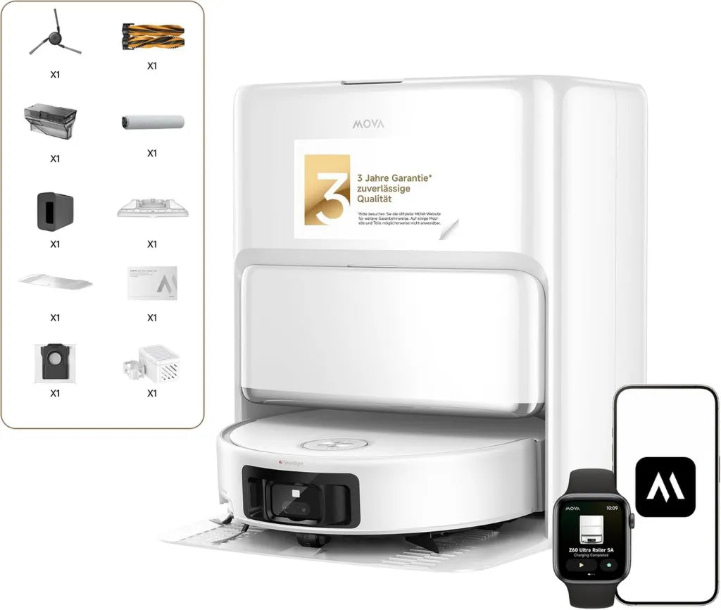 Mova Z60 Ultra - Leistungsstarker Saugroboter mit 26.000 Pa, HydroForce Wischen & FlexScope Radar