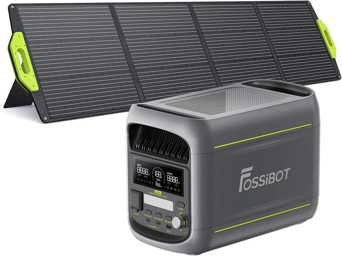 FOSSiBOT F1800 Tragbare Powerstation und Solargenerator, 1024Wh, 200w, für Camping und Wohnmobil, solarbetrieben, 1800W, 100W