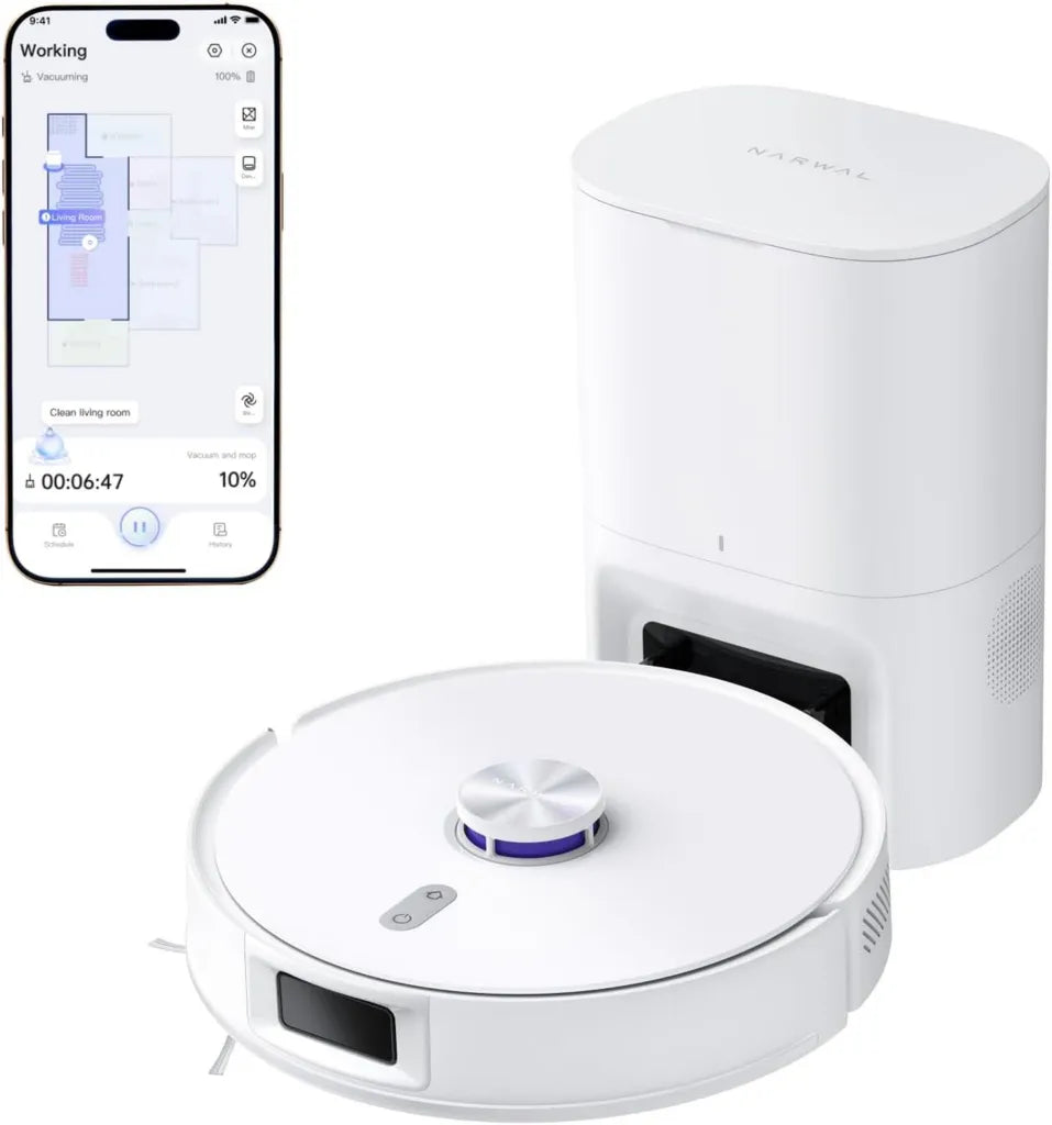 NARWAL Freo S Saug- und Wischroboter, 8000Pa Saugkraft, 8N Druckreinigung, 3.5L Staubentleerungsstation, LDS-Lasernavigation, 3D-Kartierung, App-Steuerung, ideal für Teppiche und Tierhaare
