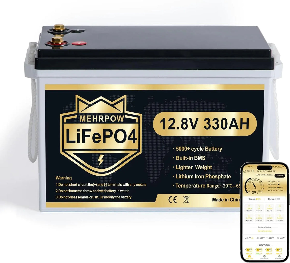 LiFePO4 LiFePO4-Batterie und Solar-Speicherbatterie, solarbetrieben, 330Ah, 4224Wh, 12V, 200A, mit BMS
