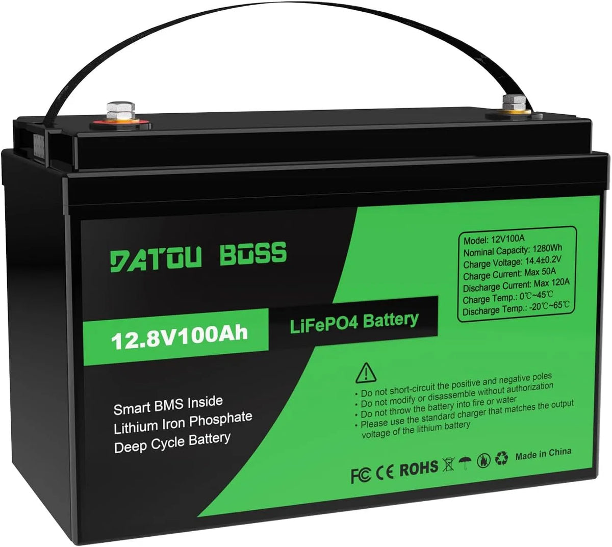 LiFePO4 Solarmodul und Photovoltaikpanel, mit BMS, 12V, 100Ah, 1280Wh, für Camping und Wohnmobil