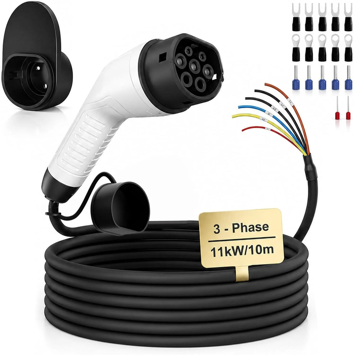 ID3 Typ-2-Ladekabel für Elektroautos und Mode-3-EV-Kabel, dreiphasig, 11kw, 16A, 10m, Typ 2