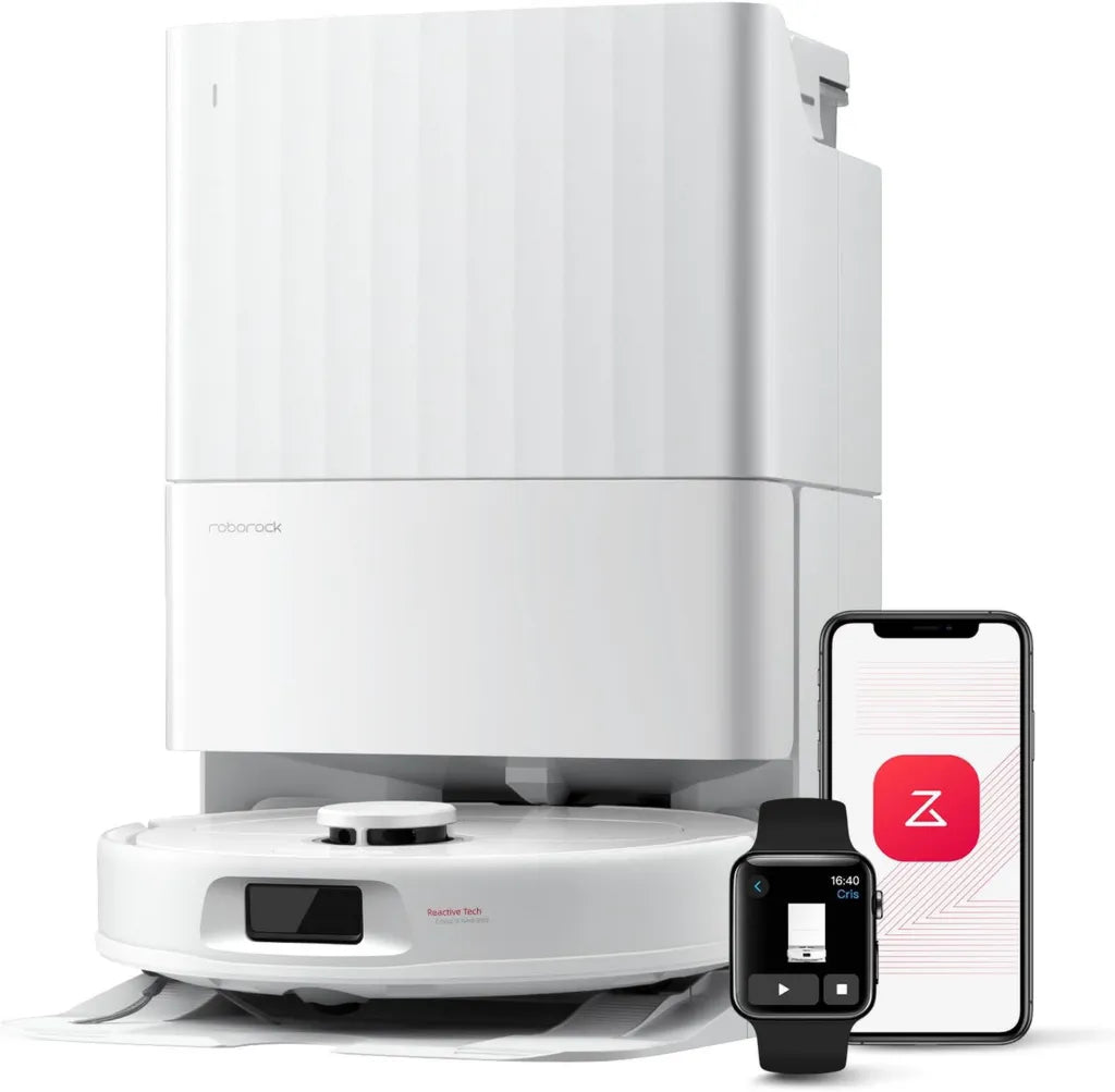 Roborock Qrevo Serie Saugroboter mit Hebemopp, 8000Pa Saugleistung, Anti-Verfilzungs-Bürste, Hindernisvermeidung, All-in-One Ladestation, Weiß