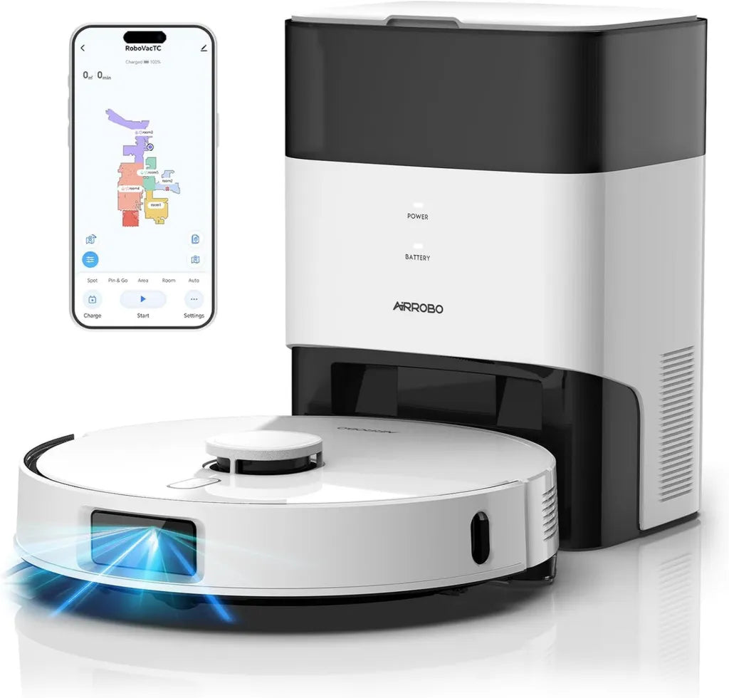AIRROBO T30+ Saug- und Wischroboter mit 3D-Hindernisvermeidung, 6000Pa Saugkraft, 240 Min Laufzeit, Absaugstation 3.5L, ideal für Tierhaare und Teppiche
