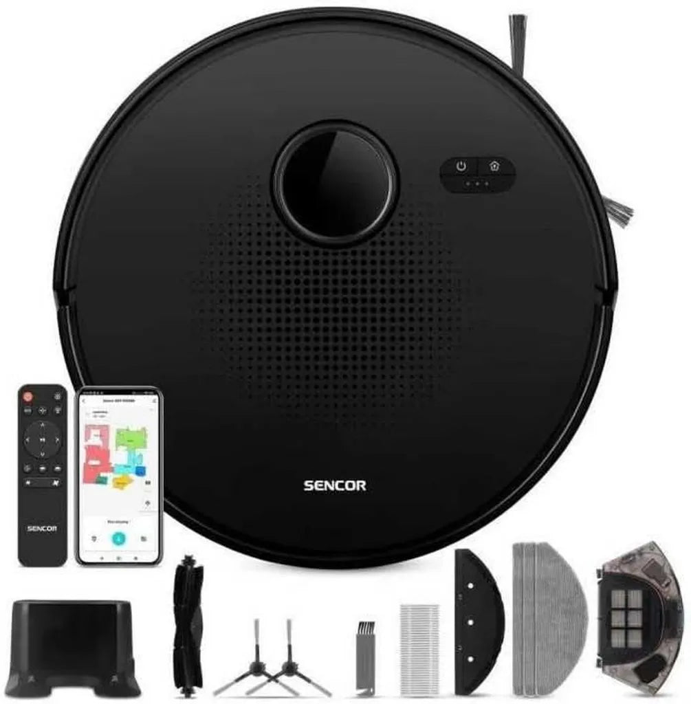 SENCOR SRV 9020BK 2-in-1 Staubsaugerroboter mit Wischfunktion, 3000 Pa Saugkraft, LiDAR-Navigation, 40W, 130 Min. Betriebszeit