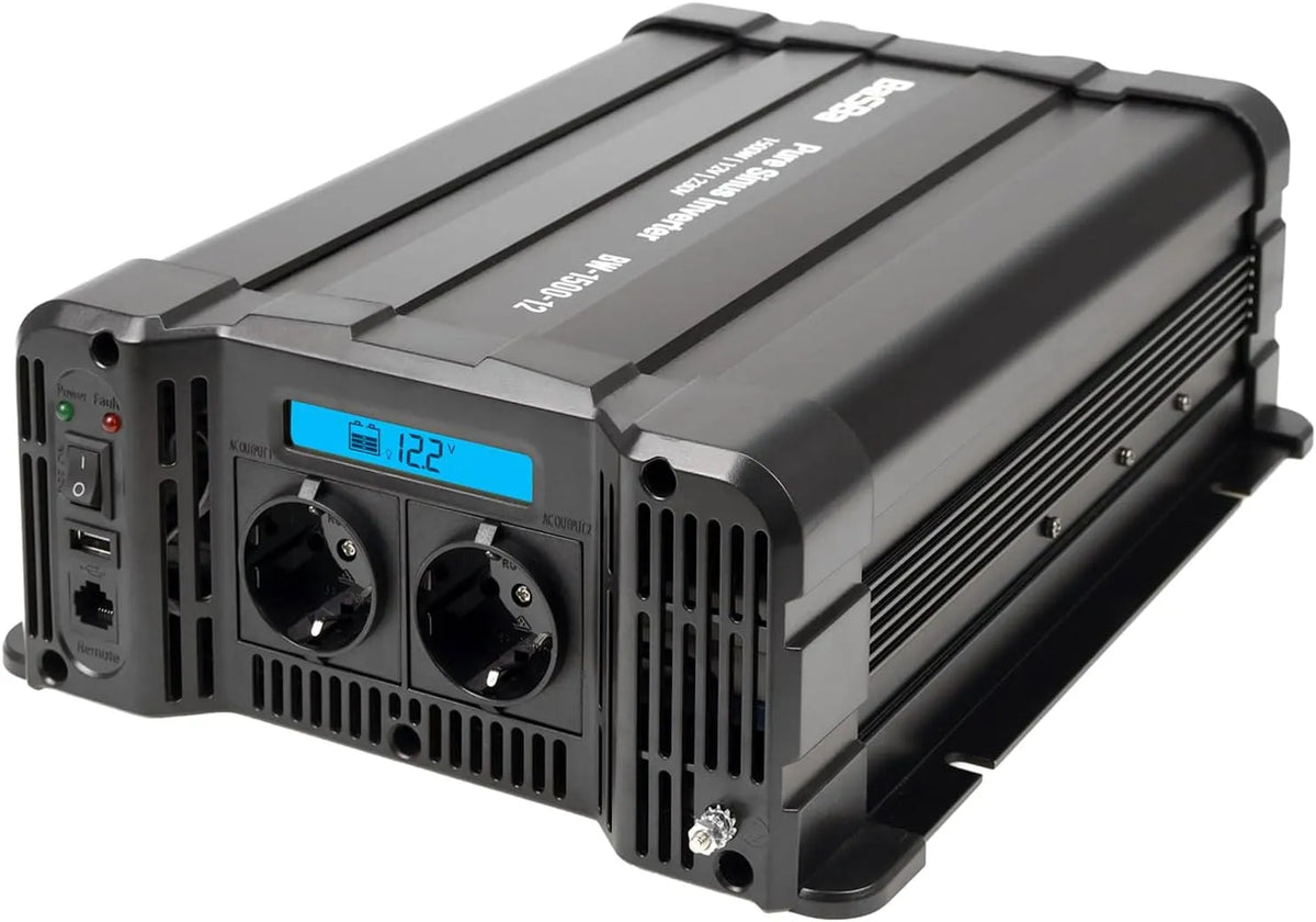 DC-AC-Wechselrichter und Spannungswandler, 1500W, solarbetrieben, Schuko-Anschluss, 12V, 230V, für Camping und Wohnmobil