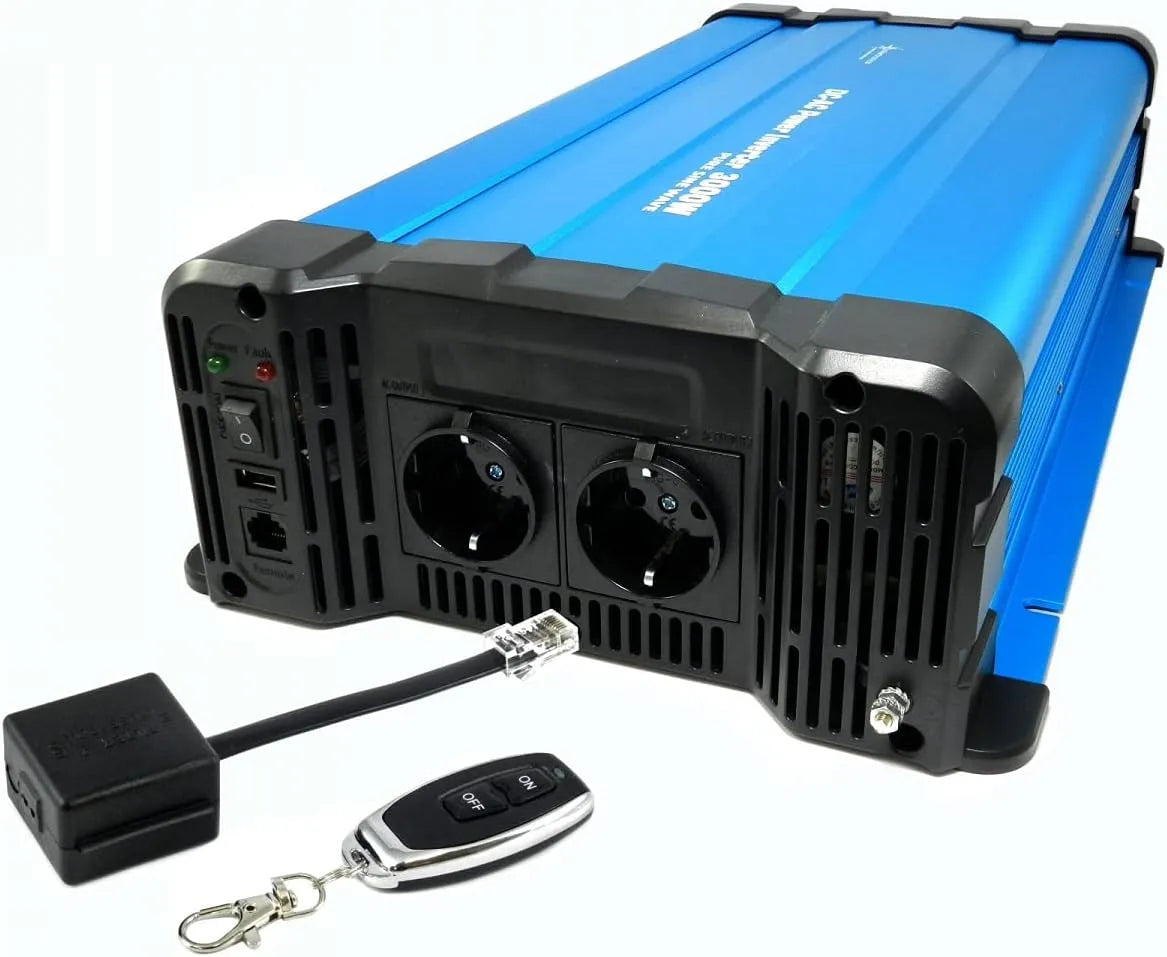 SOLARTRONICS FS3000DR DC-AC-Wechselrichter und Spannungswandler, 6000W, 24V, für Camping und Wohnmobil, solarbetrieben, Schuko-Anschluss, 230V