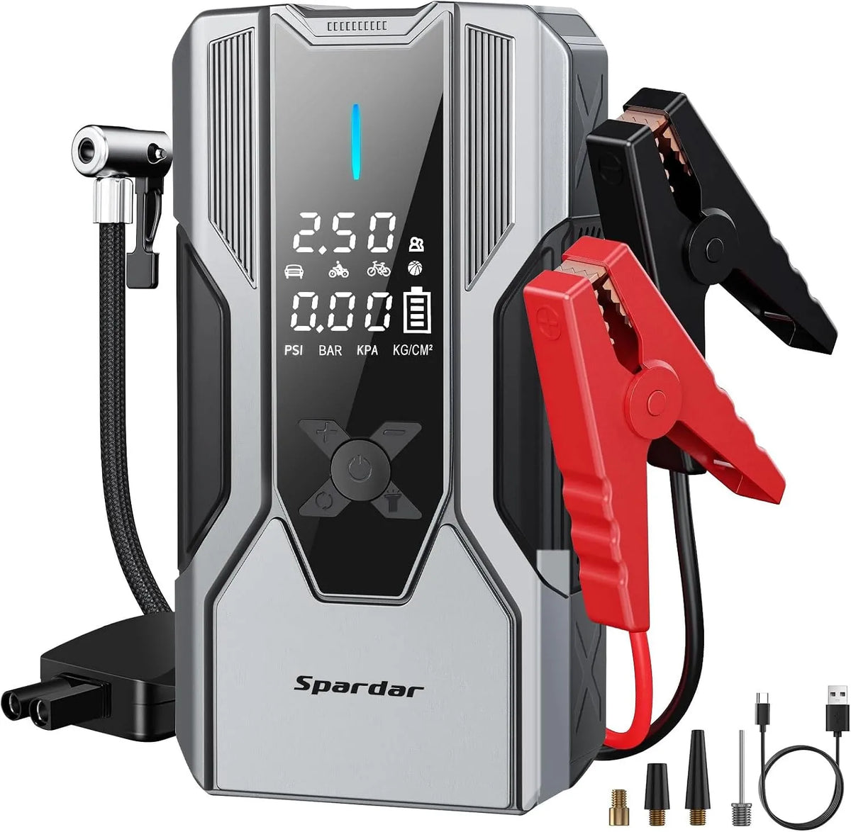 Schnelllade-Powerbank und Mobiler Zusatzakku, 12 V, mit USB-C, Schnellladefunktion, 8000A, 150 PSI, 10L