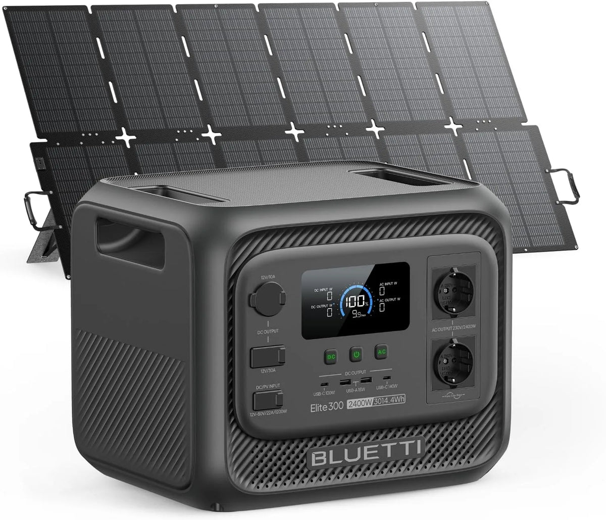 BLUETTI Elite 300 Stromgenerator mit Tragbare Powerstation und Solargenerator, solarbetrieben, 3014,4 Wh, 3kWh, 500W, 2400W, für Camping und Wohnmobil