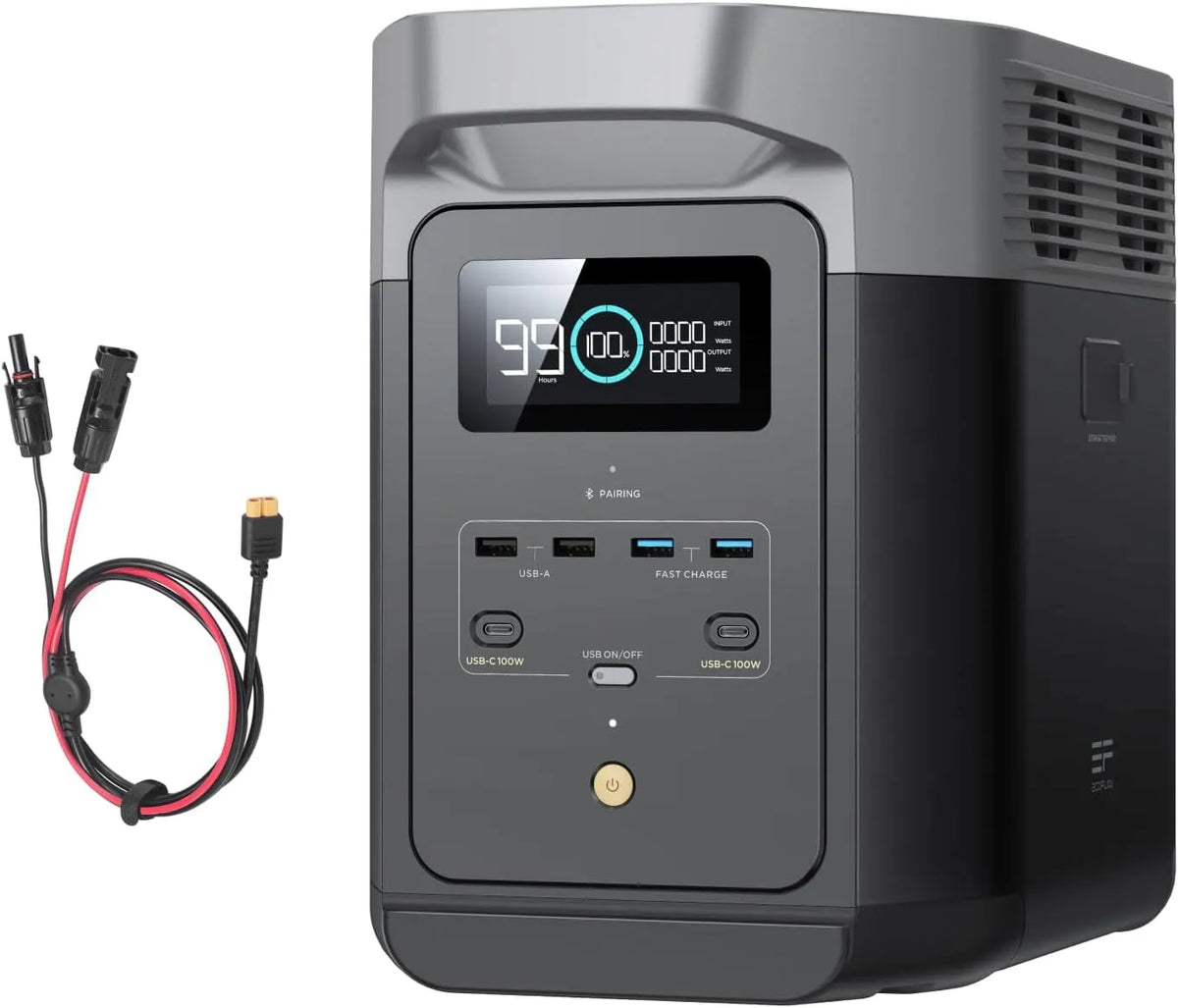 EF ECOFLOW Delta 2 1024Wh Tragbare Tragbare Powerstation und Solargenerator, 3kWh, solarbetrieben, Schnellladefunktion, für Camping und Wohnmobil
