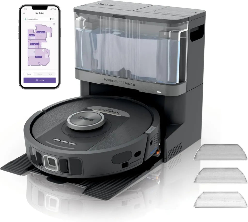 Shark 2-in-1 Saug- und Wischroboter mit PowerDetect, 60 Tage Selbstentleerung, 3D LiDAR-Navigation, App-Steuerung, Schwarz