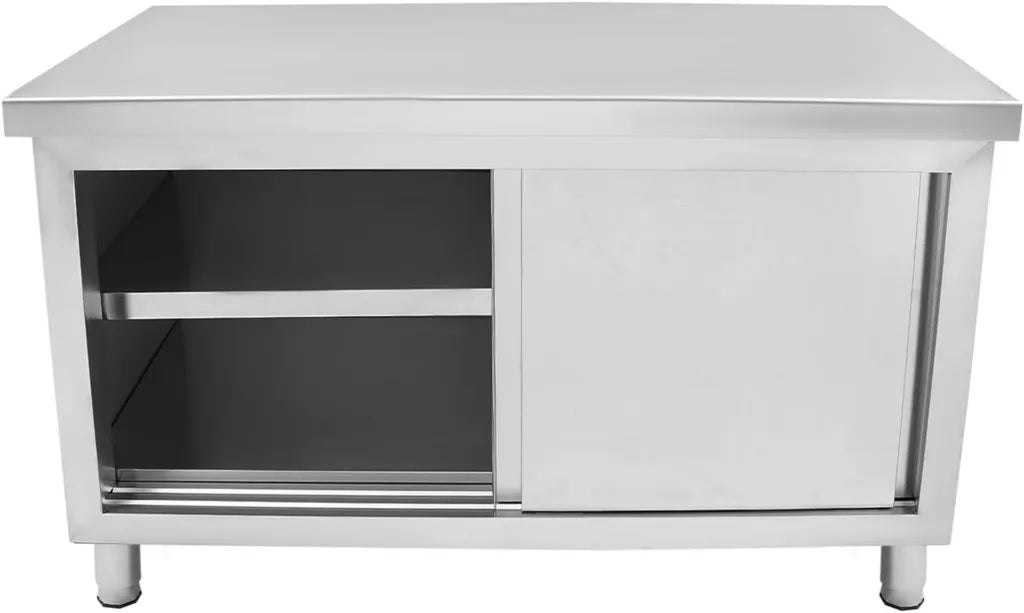 Edelstahl-Küchenschrank mit Schiebetüren, freistehender Arbeitstisch für Gastronomie und Werkstatt, 120 x 50 x 86 cm