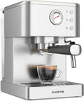 Klarstein Espressomaschine – 20-Bar Druck, 1350 W, Edelstahlgehäuse, Dampffunktion, 1,5 L Tank, Kompaktes Format, Manuelle Bedienung, Warmhalteplatte