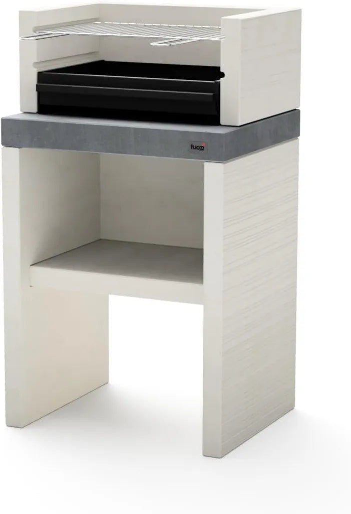 TUOZI Holzkohlegrill PLAN 0 – Grau/Weiß, 59x47x102 cm, ideal für den Garten