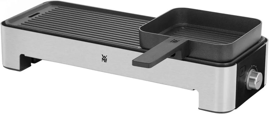 WMF Kompakter Elektrischer Tischgrill für Zwei, Inklusive Gemüsepfännchen, 1000W Leistung, Variable Temperaturregelung
