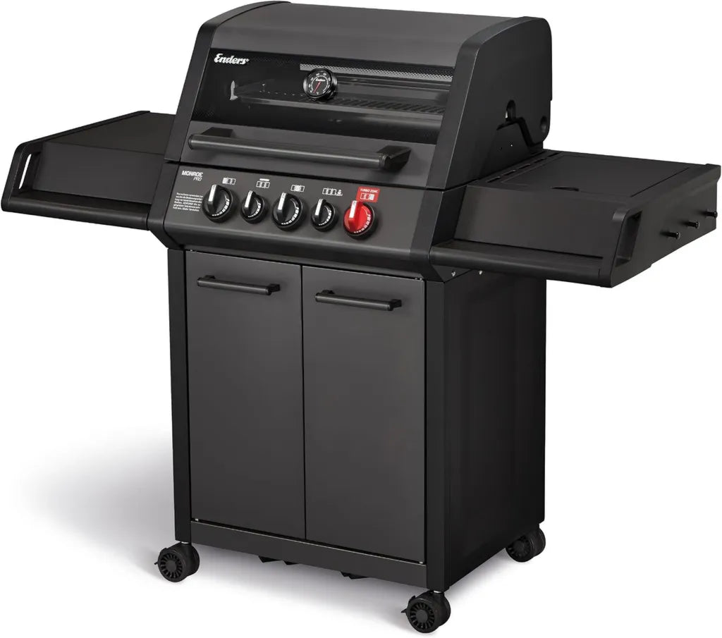 Enders Gasgrill MONROE PRO 3 SIK Turbo Shadow mit 3 Edelstahlbrennern, Seitenbrenner, Infrarot-Heckbrenner, Sichtfenster