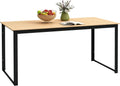 Outsunny Wetterfester Gartentisch für 6 Personen mit Holzoptik, 160 x 80 cm, Metallrahmen