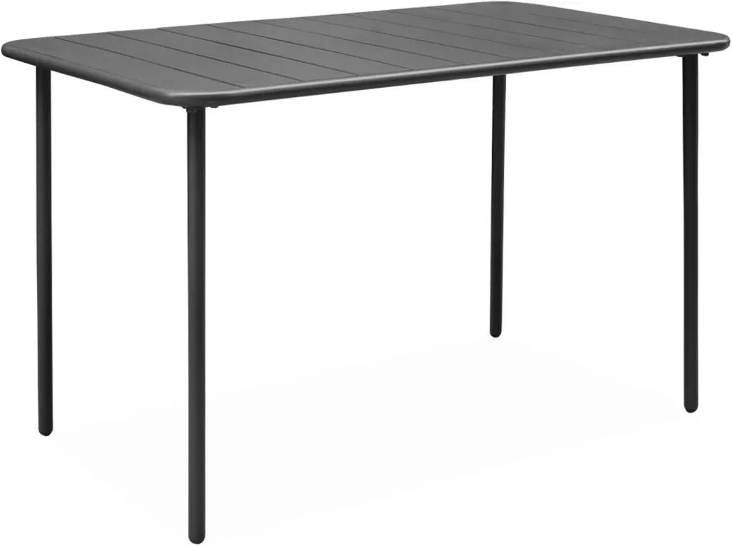 Metalltisch für Garten, 4 Personen, Anthrazit, Modell Amelia, 120 x 70 cm