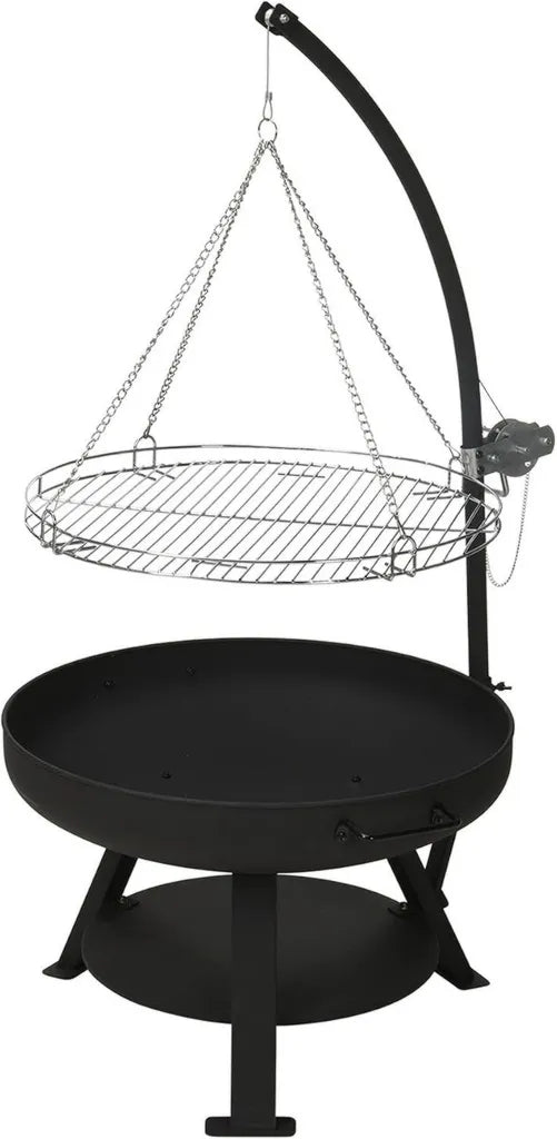 Multifunktionale Feuerschale mit Grillrost, höhenverstellbar, robustes Metall