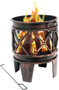 BBQ-Toro Feuerkorb Plum Ø 42 cm | Rostoptik Metall Feuerstelle mit Schürhaken | Runde Feuerschale für Garten und Terrasse