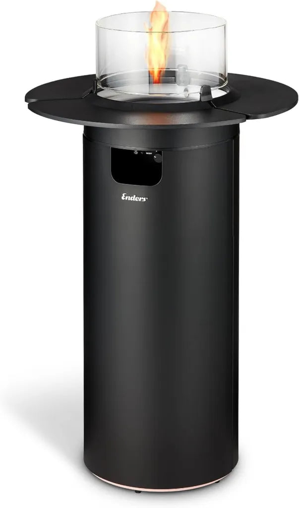 Enders Gas-Feuerstelle mit LED und ECO GREEN Technik, Schwarz, H102cm Ø62cm